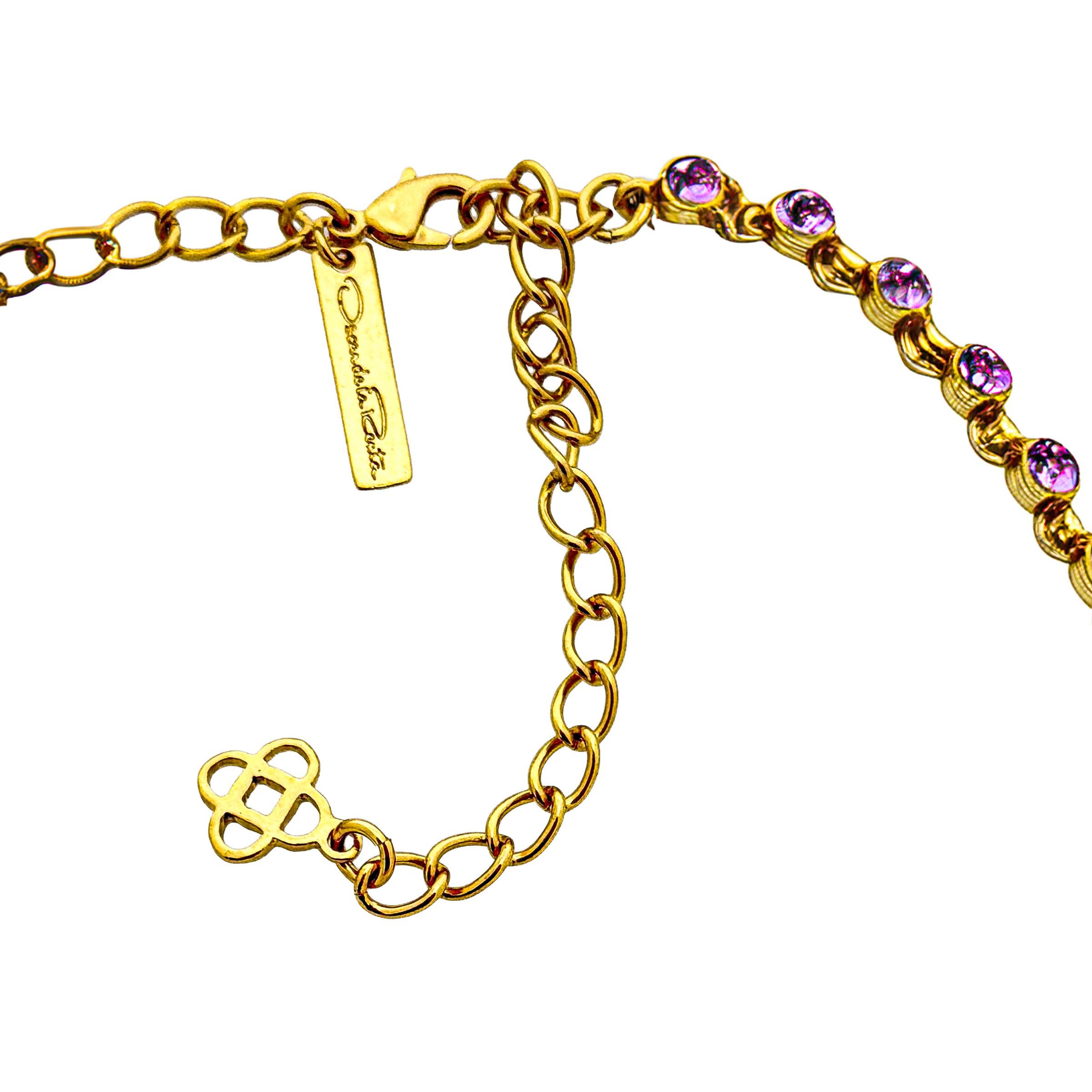Oscar De La Renta - Collana tennis in oro con tanzanite viola e cristalli Swarovski in vendita 3
