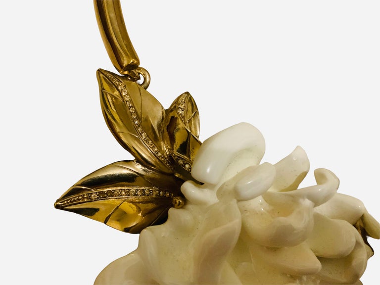 Collier Ras Du Cou Oscar De La Renta - Fleurs Dorées Et Strass, Chic Et Floral