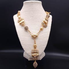 Oscar de la Renta Gold-Plated Crystal Charm Necklace with Pendant Drop