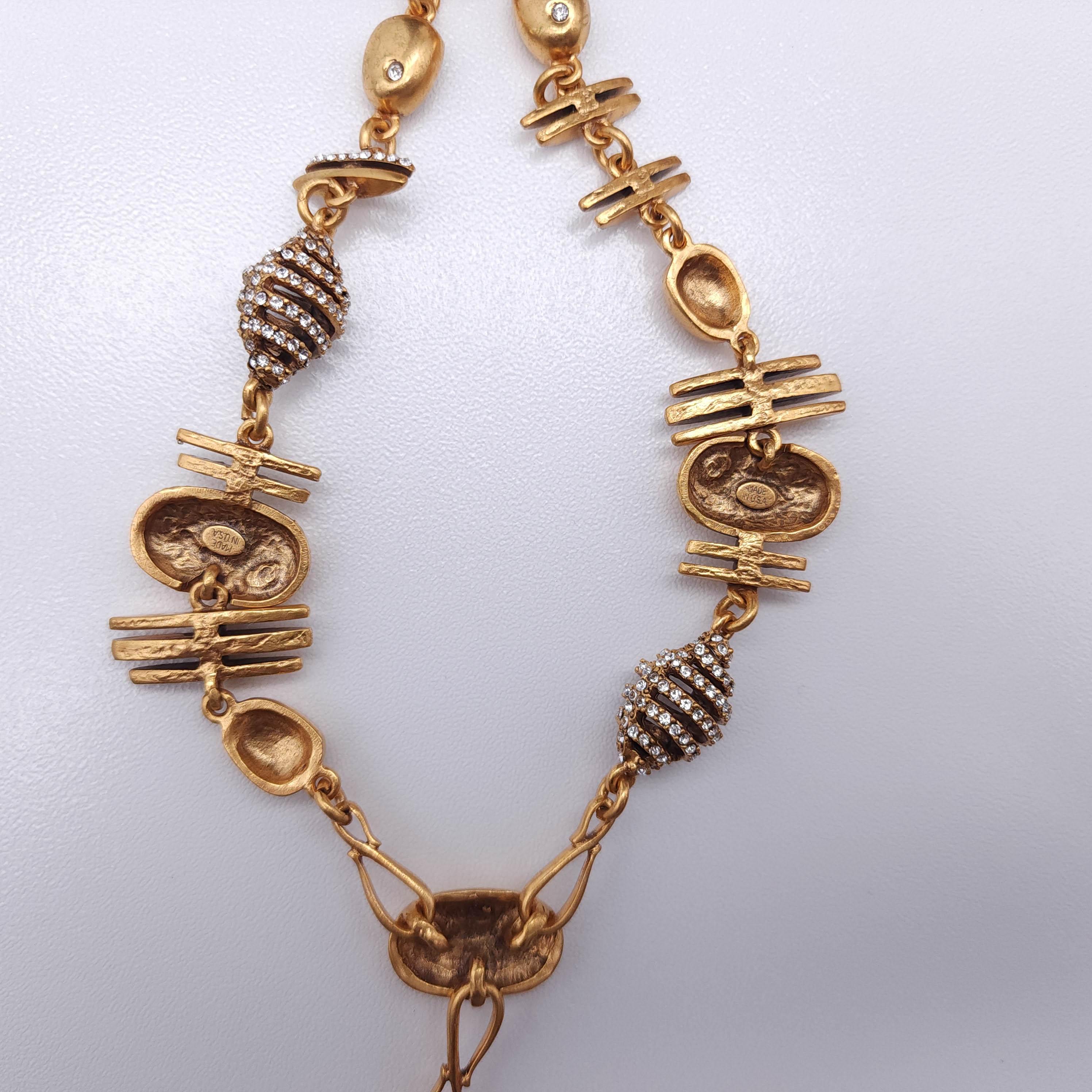 da uomo o donna Oscar De La Renta - Collana con charm in cristallo placcato oro e ciondolo a goccia in vendita