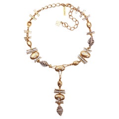 Oscar De La Renta Collar con Encanto de Cristal Chapado en Oro y Colgante Gota