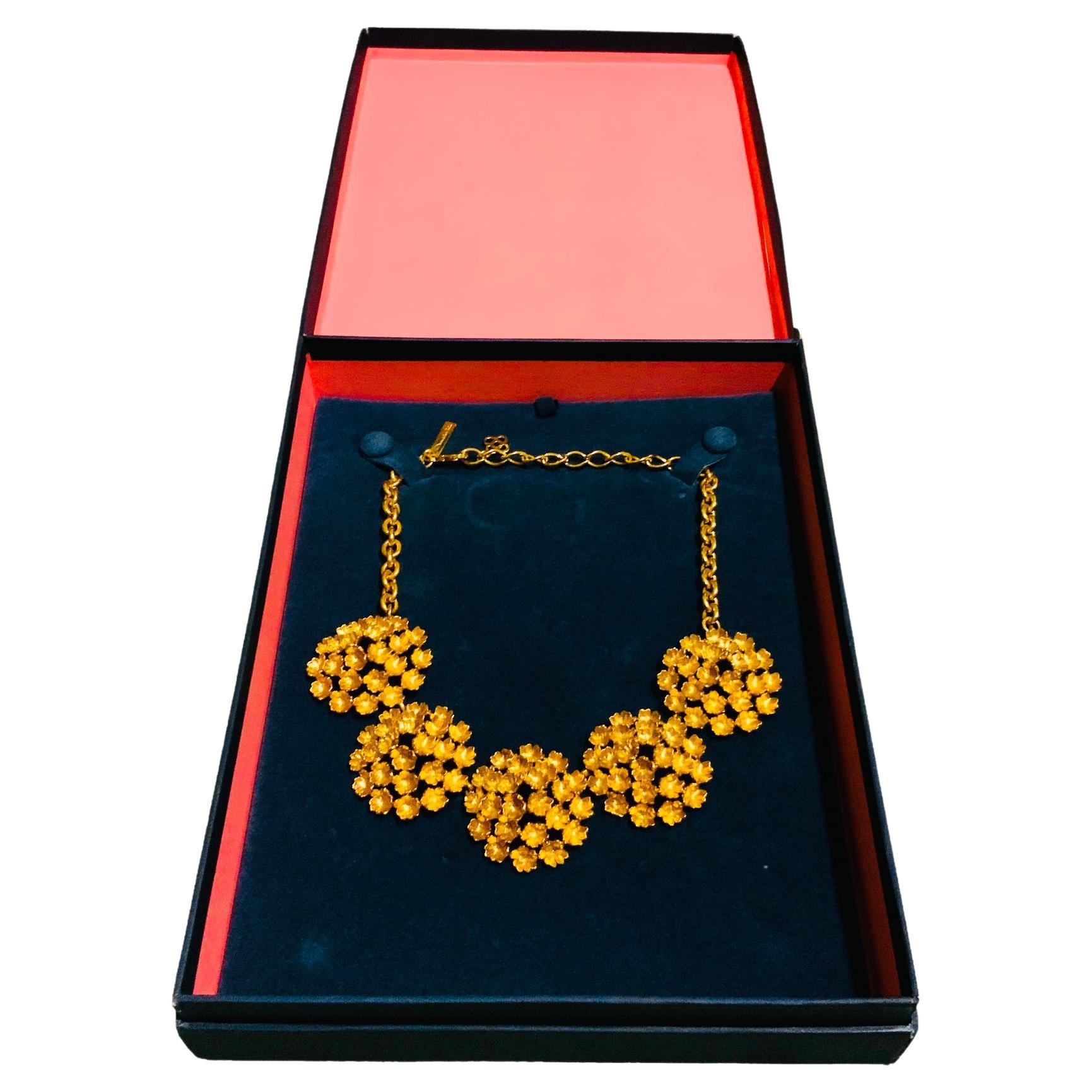 Oscar De La Renta Gold Plated Flower Necklace