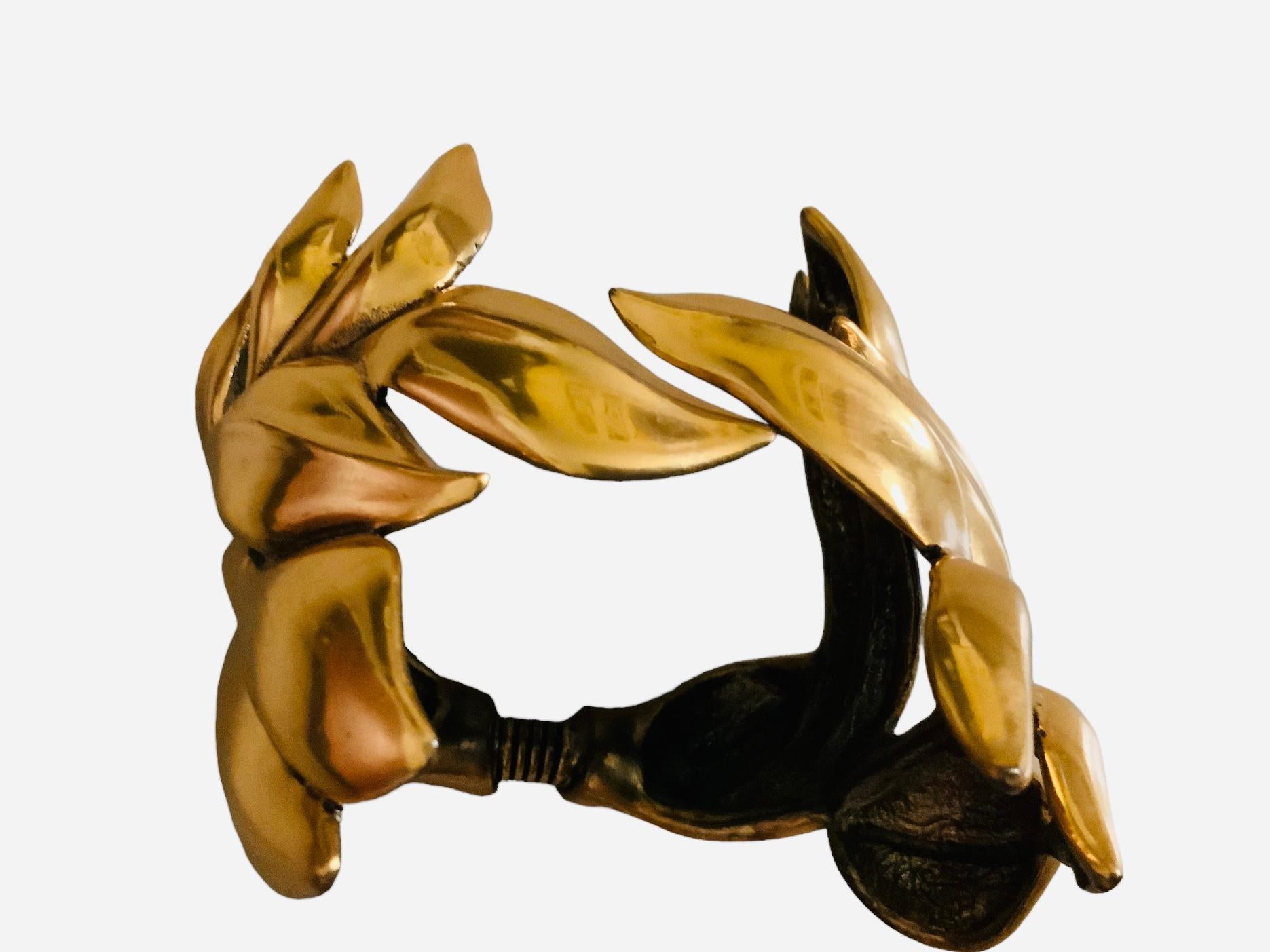 Oscar De La Renta Gold Plated Leaves Bracelet For Sale 6