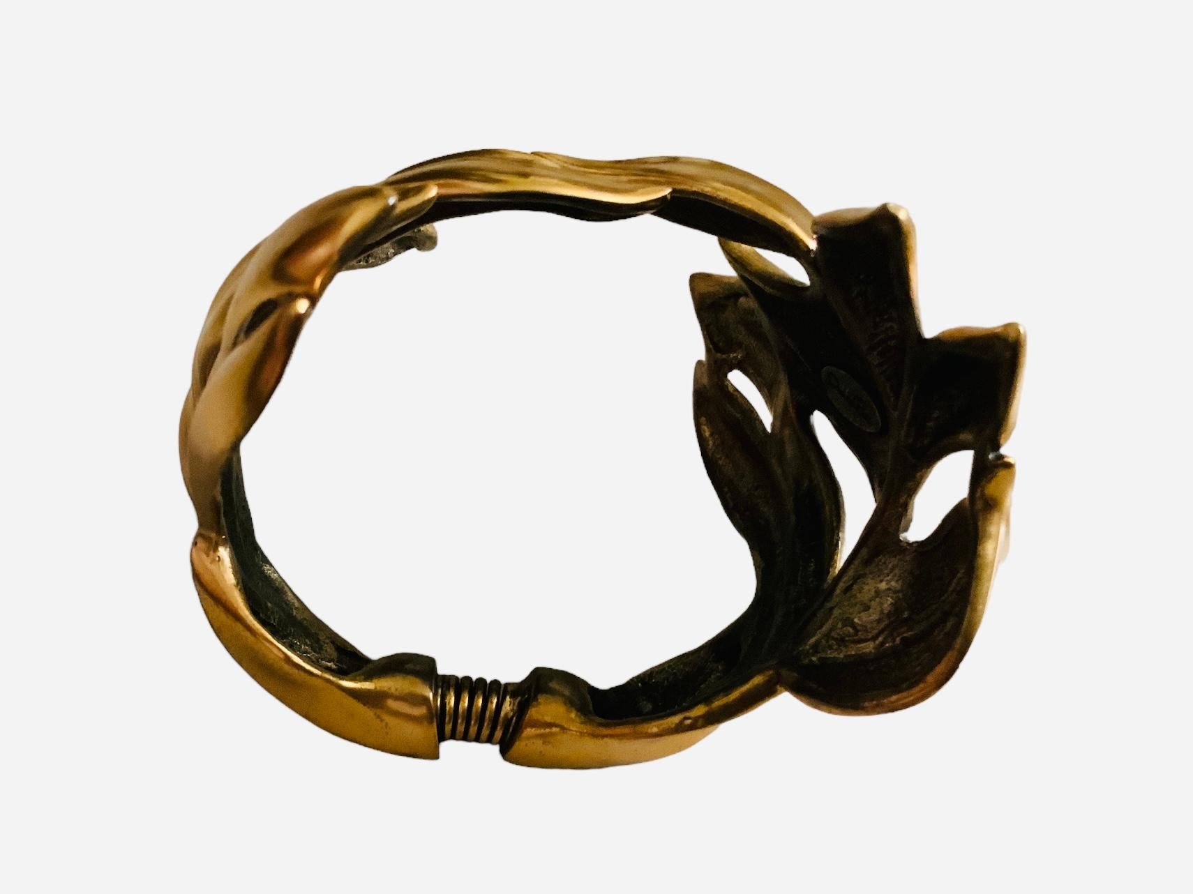 Oscar De La Renta Gold Plated Leaves Bracelet For Sale 4
