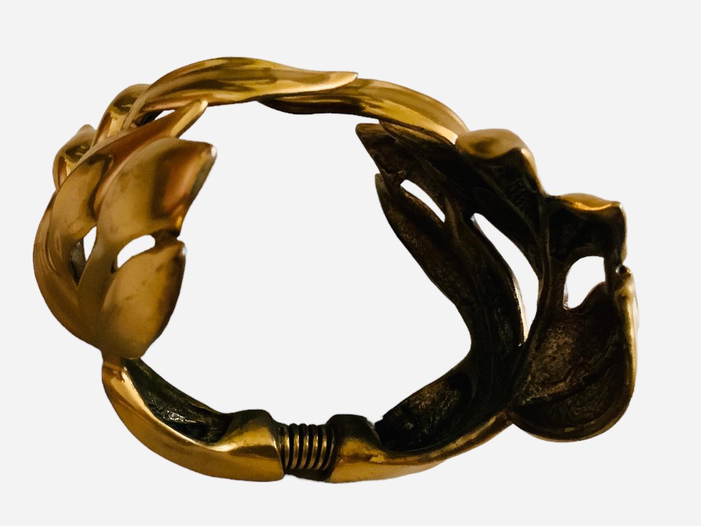 Oscar De La Renta Gold Plated Leaves Bracelet For Sale 5