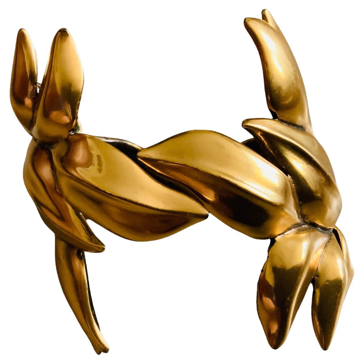 Oscar De La Renta Gold Plated Leaves Bracelet For Sale