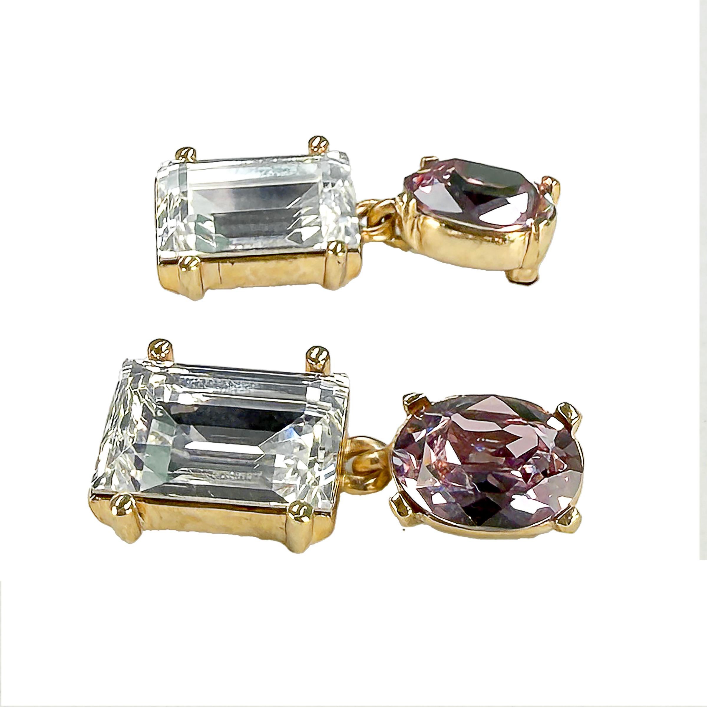 Oscar de la Renta Gold Plated Light Amethyst Crystal Rectangle Drop Post Earring im Angebot 1