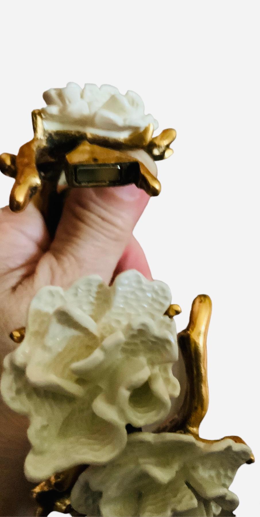 Women's Oscar De La Renta Gold Plated Metal and White Resin Coral “Flowers” Bracelet For Sale