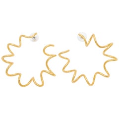 Oscar de la Renta Gold Polished Twisted Curl Hoop Earrings, Contemporary