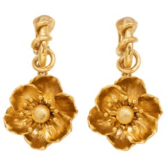 Boucles d'oreilles à pince fleur de pavot en or Oscar de la Renta:: Contemporain