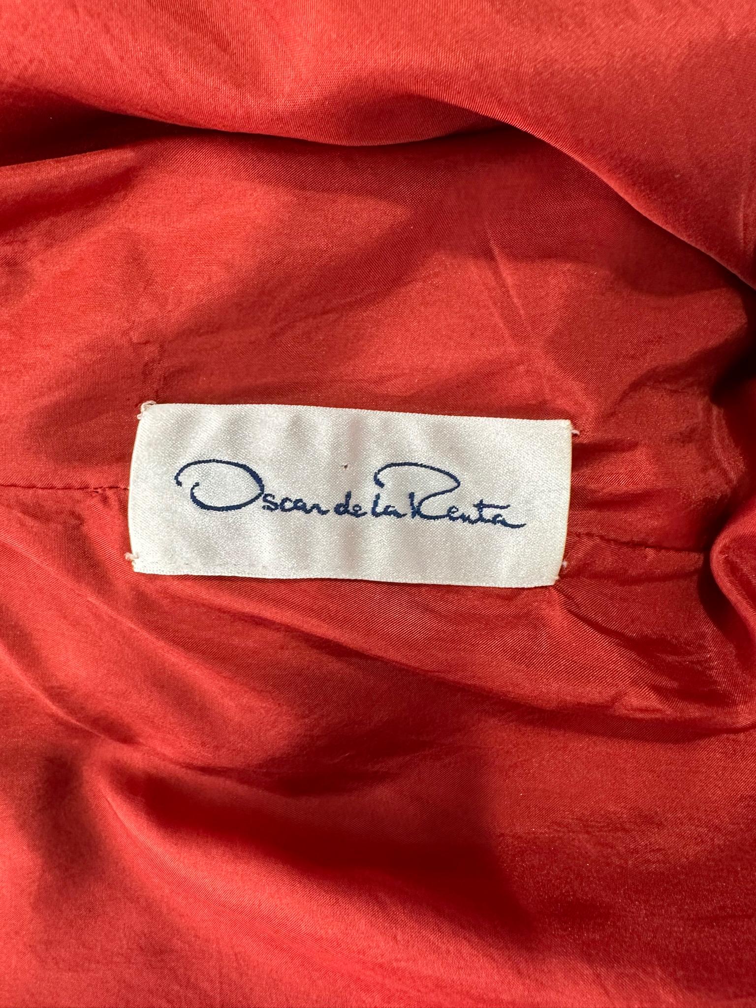 Oscar de la Renta Gold Silk Lame Evening Gown Button Back Sable Cuffs 1990s 4 11