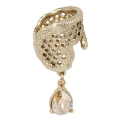 Oscar de la Renta Gold Statement Ring, with Hanging Swarovski Crystal