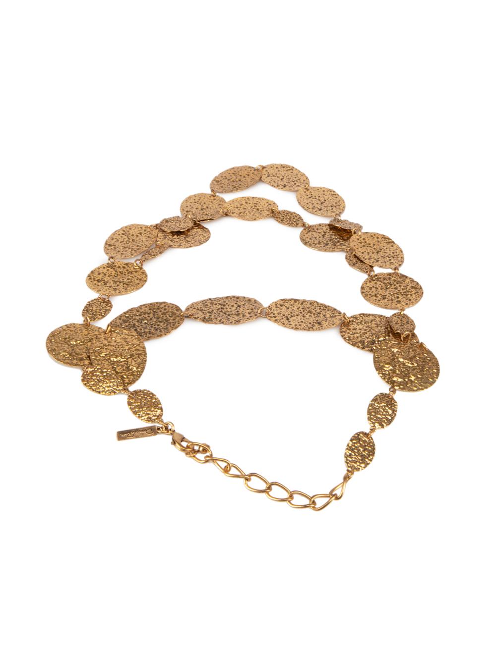 Oscar de la Renta Gold Textured Layered Necklace In Excellent Condition For Sale In London, GB