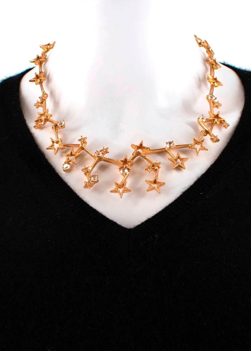 Oscar de la Renta Gold Tone Crystal Embellished Star Necklace In New Condition For Sale In London, GB