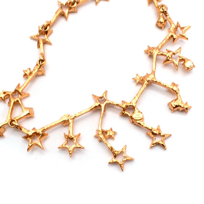 Women's or Men's Oscar de la Renta Gold Tone Crystal Embellished Star Necklace For Sale