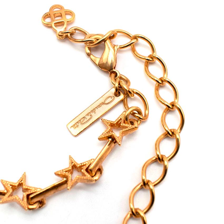 Oscar de la Renta Gold Tone Crystal Embellished Star Necklace For Sale 1