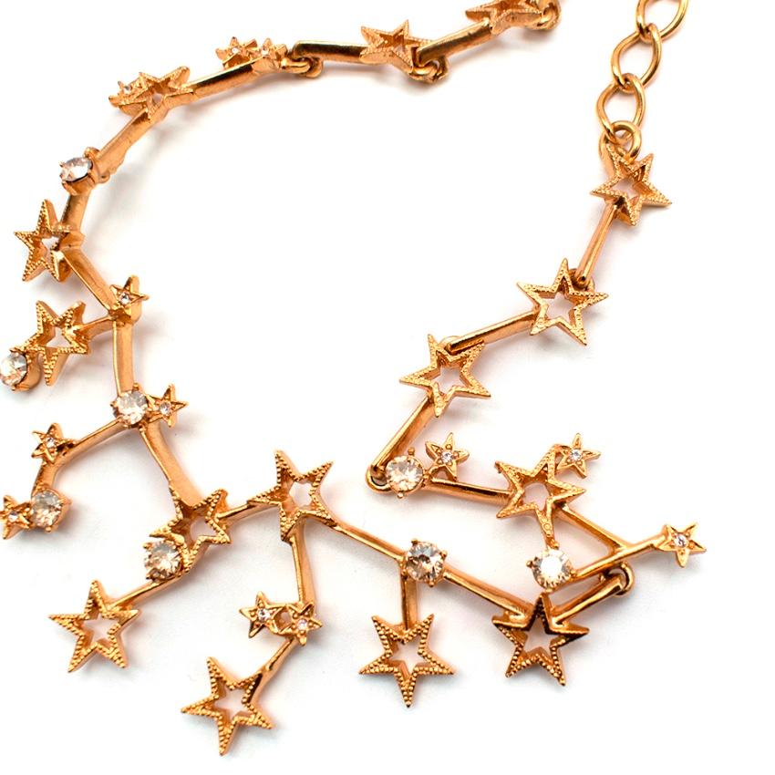 Oscar de la Renta Gold Tone Crystal Embellished Star Necklace For Sale 2