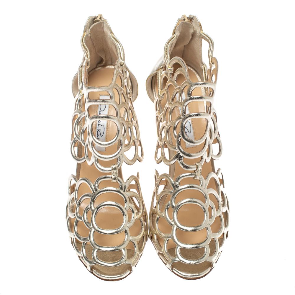 Crafted exquisitely from leather and designed with cutouts, these Oscar de la Renta sandals were built to lift your outfits and your spirits. Zippers are detailed on the counters, and the sandals are balanced on beautifully sculpted