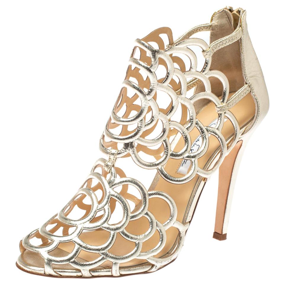 New Oscar De La Renta *Simona* White Jeweled Embellished Leather ...