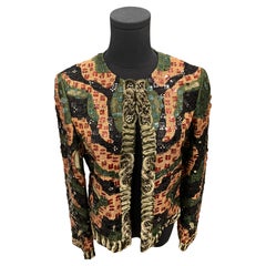 Oscar De La Renta Green Beaded Velvet Jacket