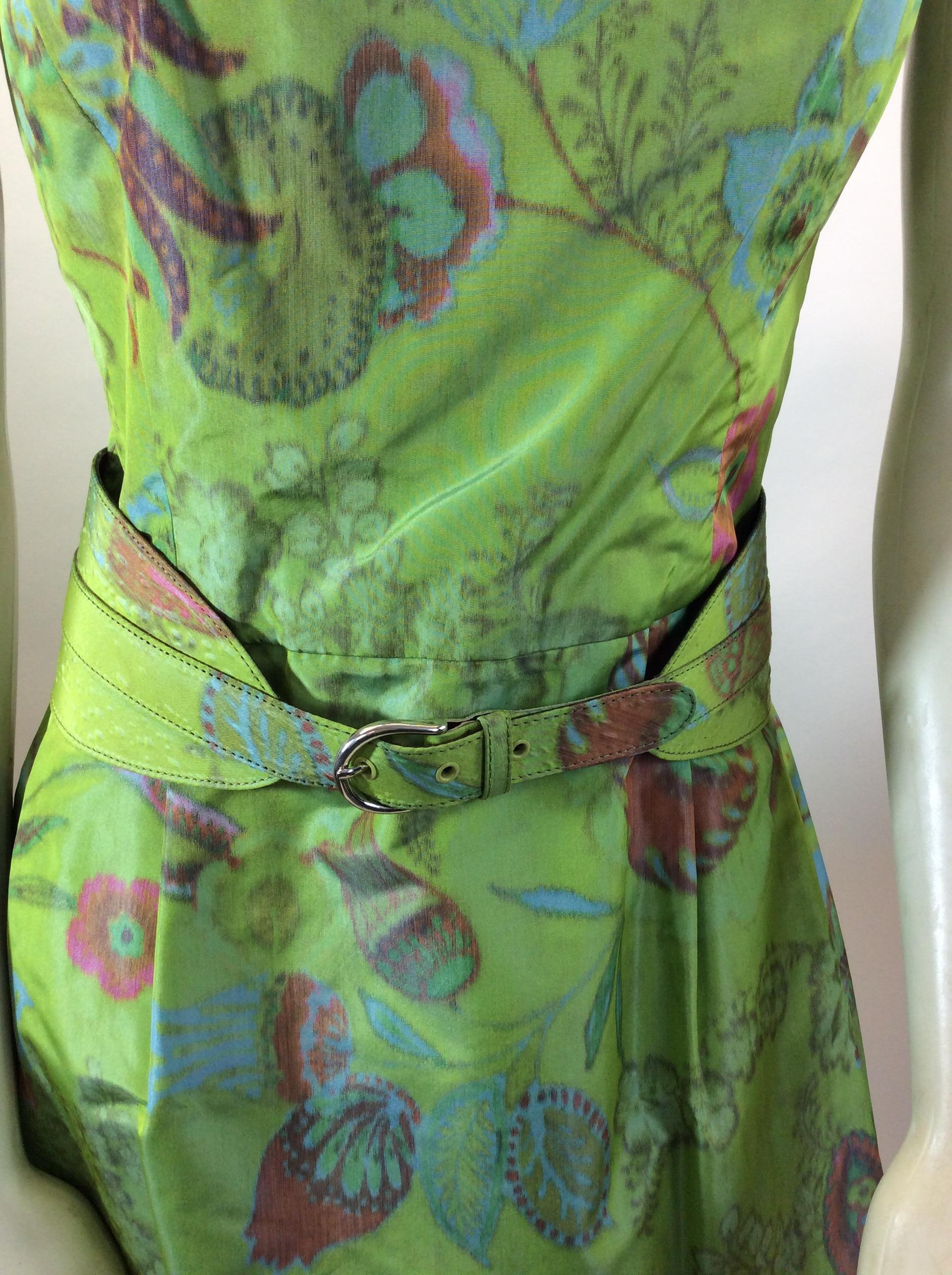 Women's Oscar de la Renta Green Floral Dress For Sale