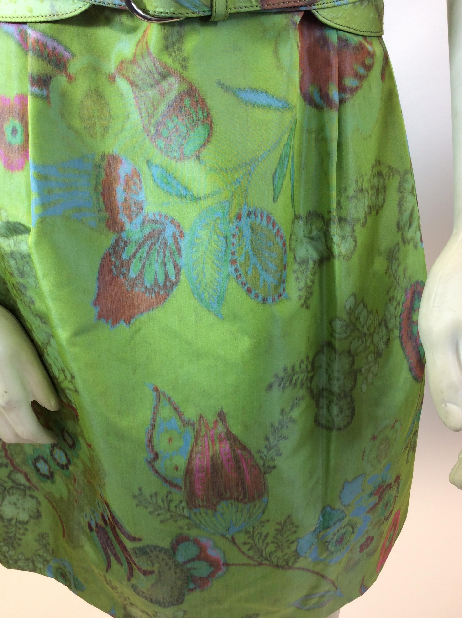 Oscar de la Renta Green Floral Dress For Sale 1