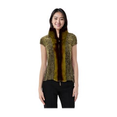 Oscar de la Renta Green Mink Fur Vest Size S