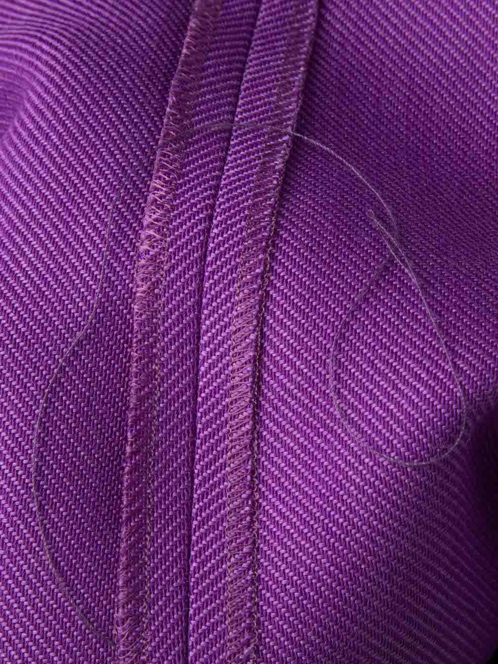 Women's Oscar de la Renta Green & Purple Silk Abstract Print Top & Trousers Set Size L