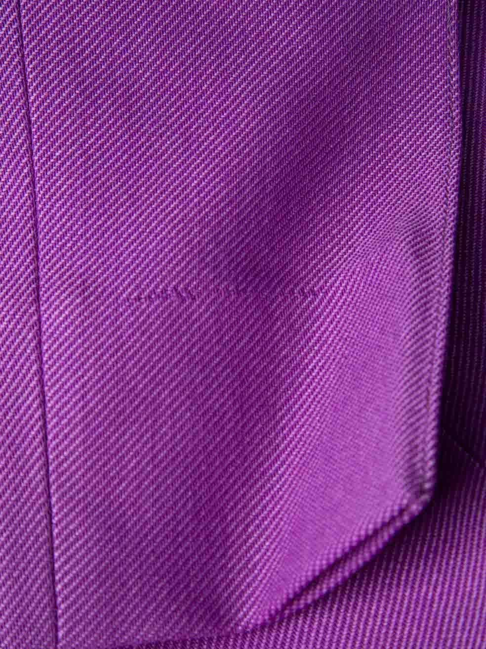 Oscar de la Renta Green & Purple Silk Abstract Print Top & Trousers Set Size L 1