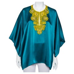 Oscar De La Renta Greene & Greene & Greene in raso di seta con dettaglio sul collo Top oversize L