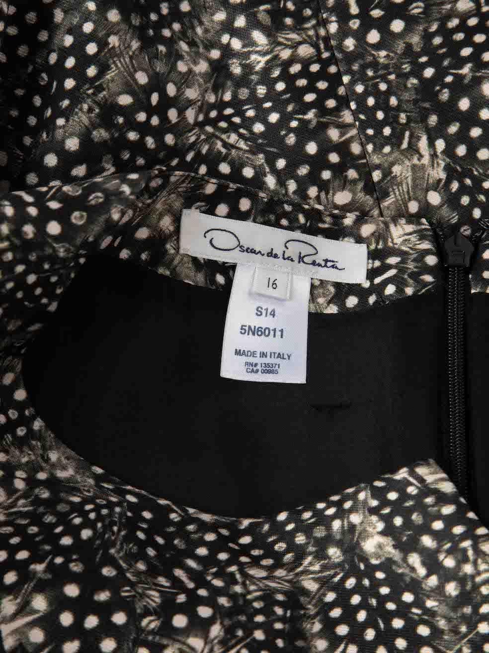 Oscar de la Renta - Robe grise à imprimé plumes, taille 4XL Pour femmes en vente