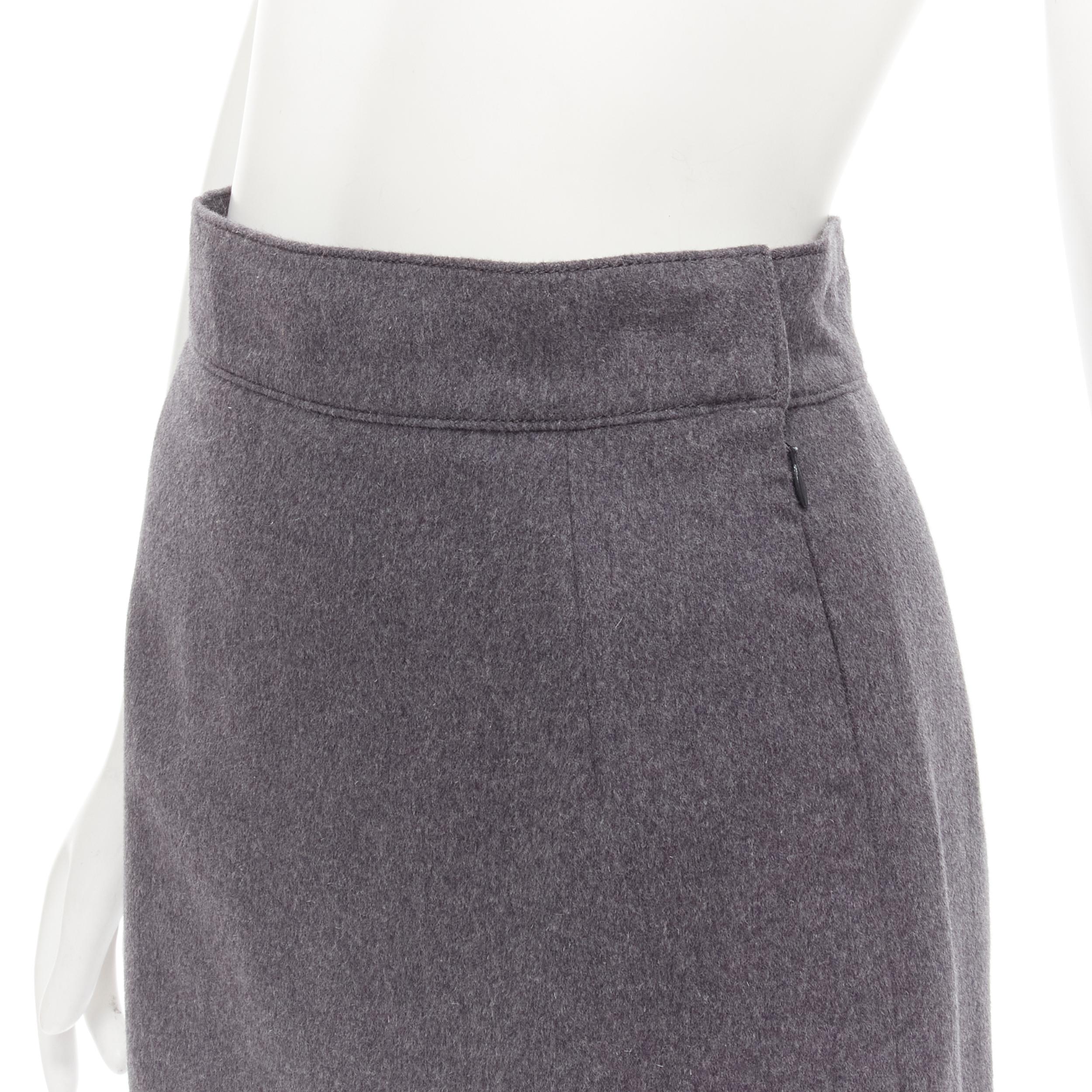 OSCAR DE LA RENTA grey wool double layered hem pencil skirt US2 XS For Sale 3