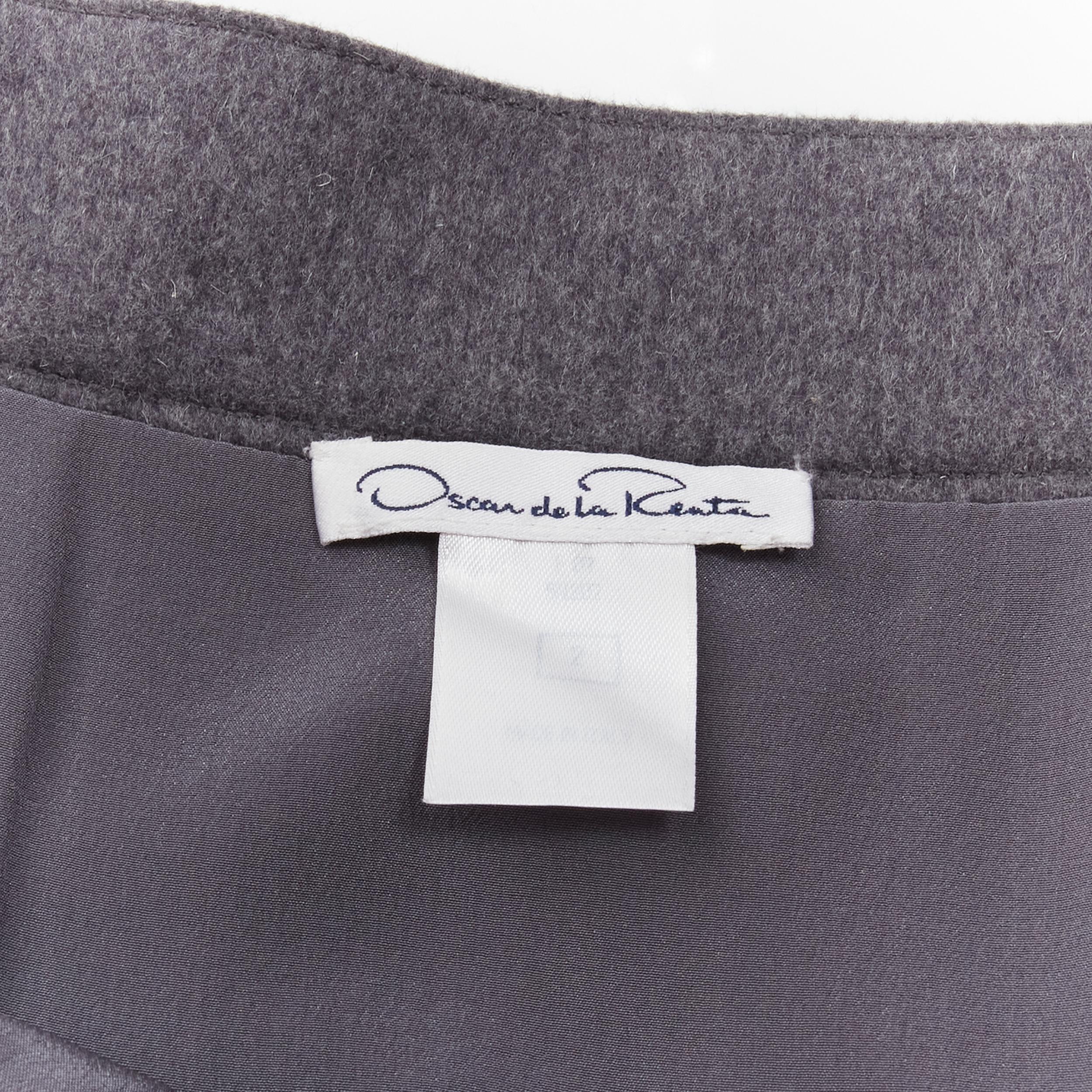 OSCAR DE LA RENTA grey wool double layered hem pencil skirt US2 XS For Sale 4