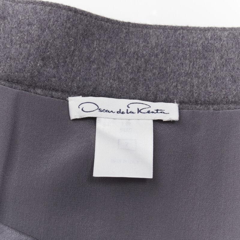 OSCAR DE LA RENTA jupe crayon en laine grise à double ourlet superposé US2 XS en vente 4