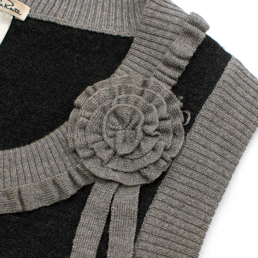 Oscar de la Renta Grey Wool Sleeveless Knit Top - Size XS For Sale 1