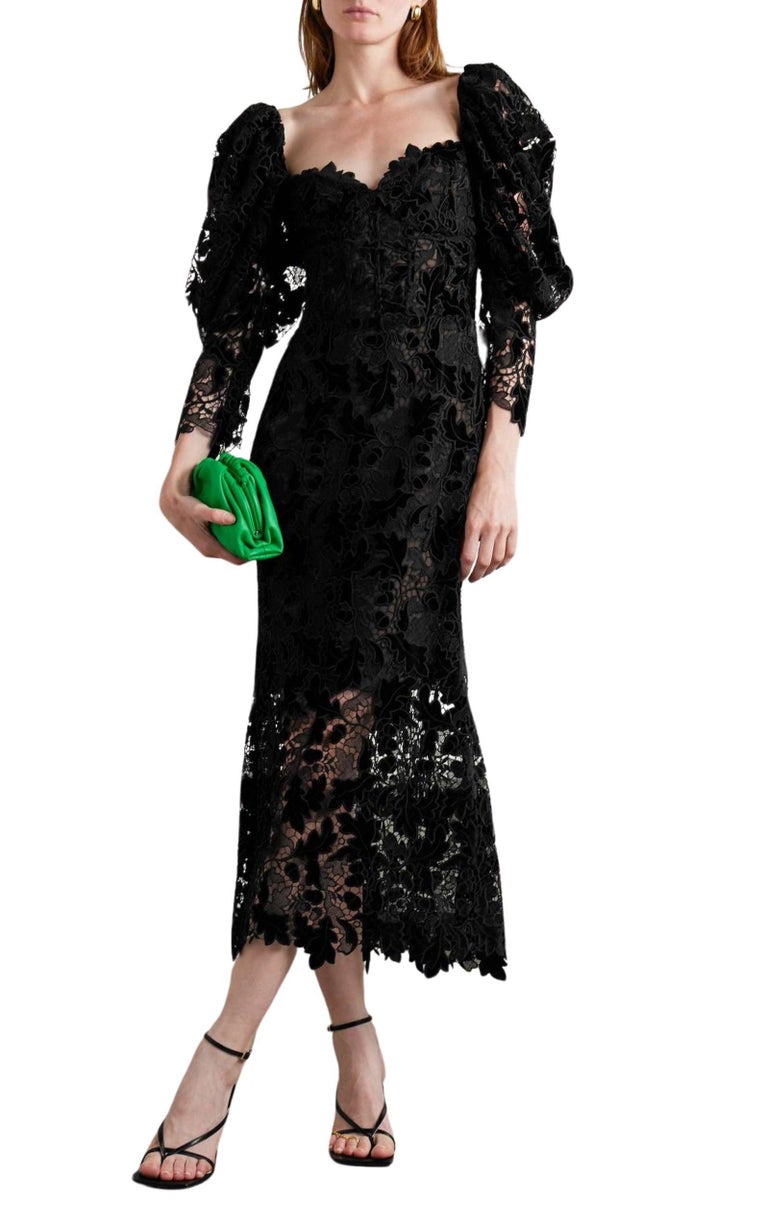 Oscar de la Renta Guipure Lace Midi dress Size US 10 For Sale at 1stDibs