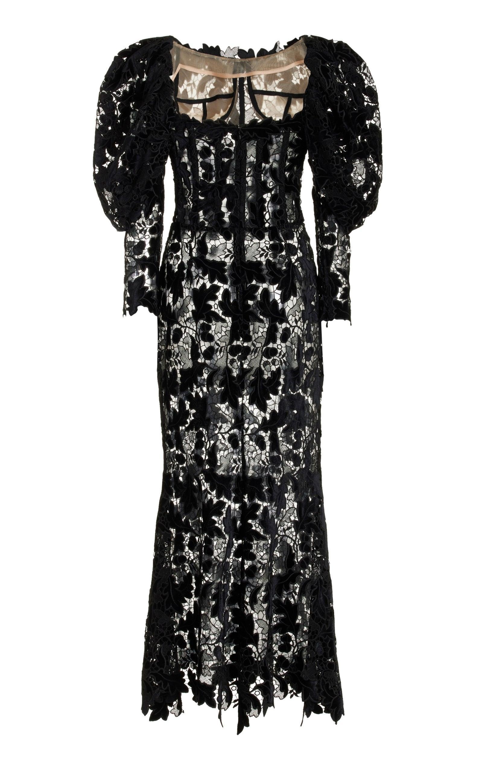 Oscar de la Renta Guipure-Spitzen-Midikleid Größe US 10 im Zustand „Neu“ im Angebot in Brossard, QC