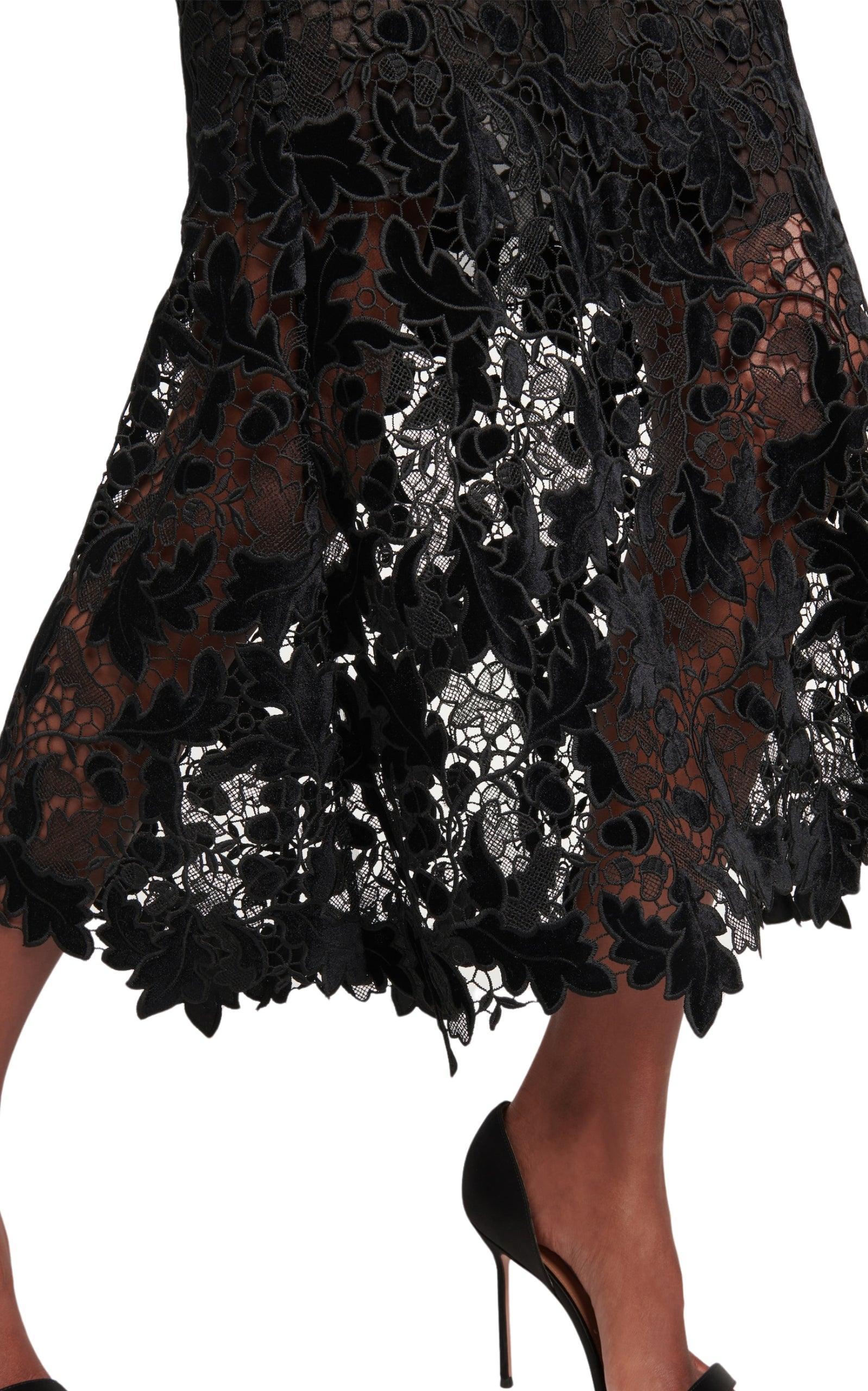 Oscar de la Renta Guipure-Spitzen-Midikleid Größe US 10 Damen im Angebot