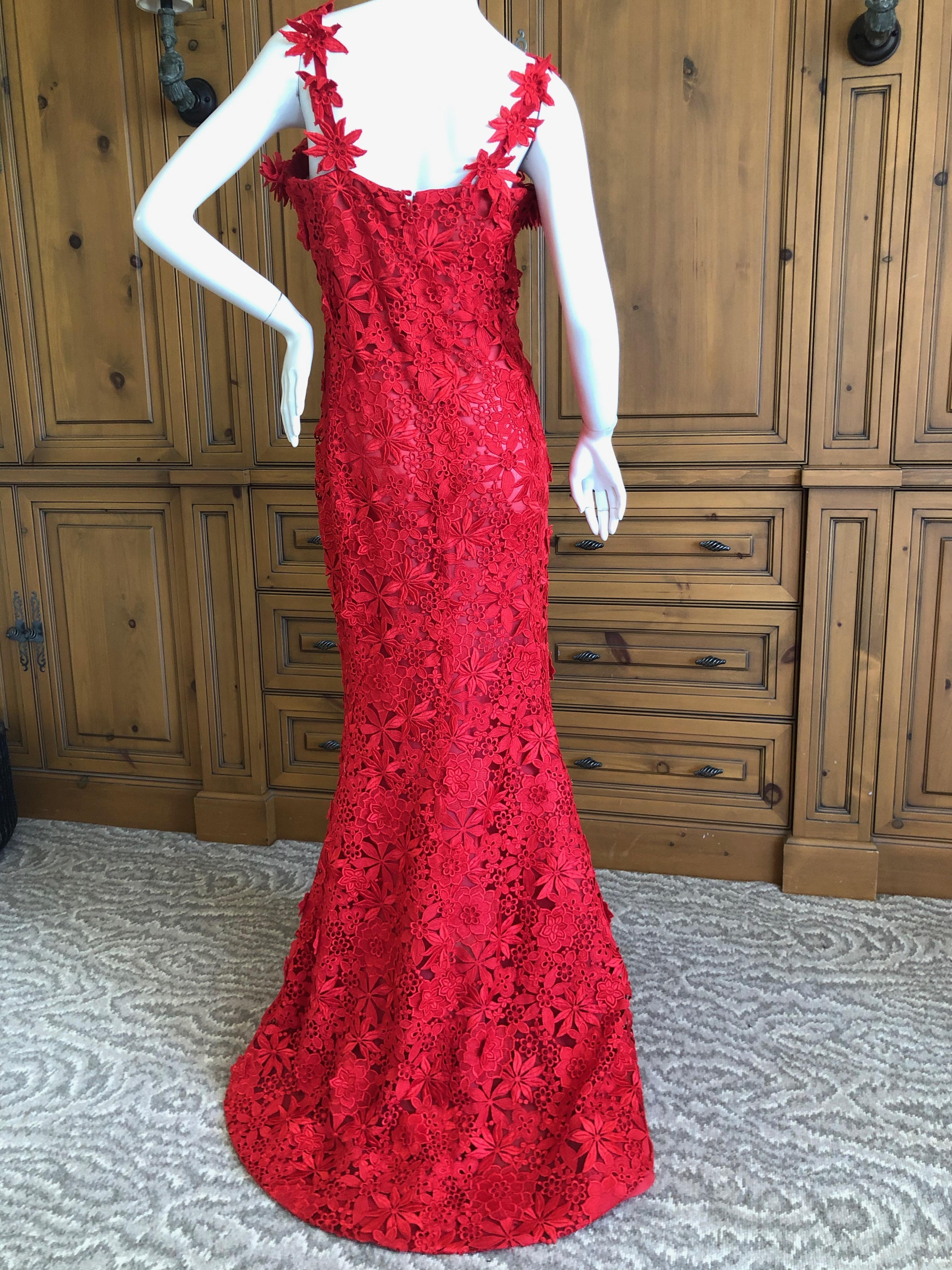 Oscar de la Renta Guipure Lace Strapless Evening Dress w Matching Mantilla Wrap For Sale 4