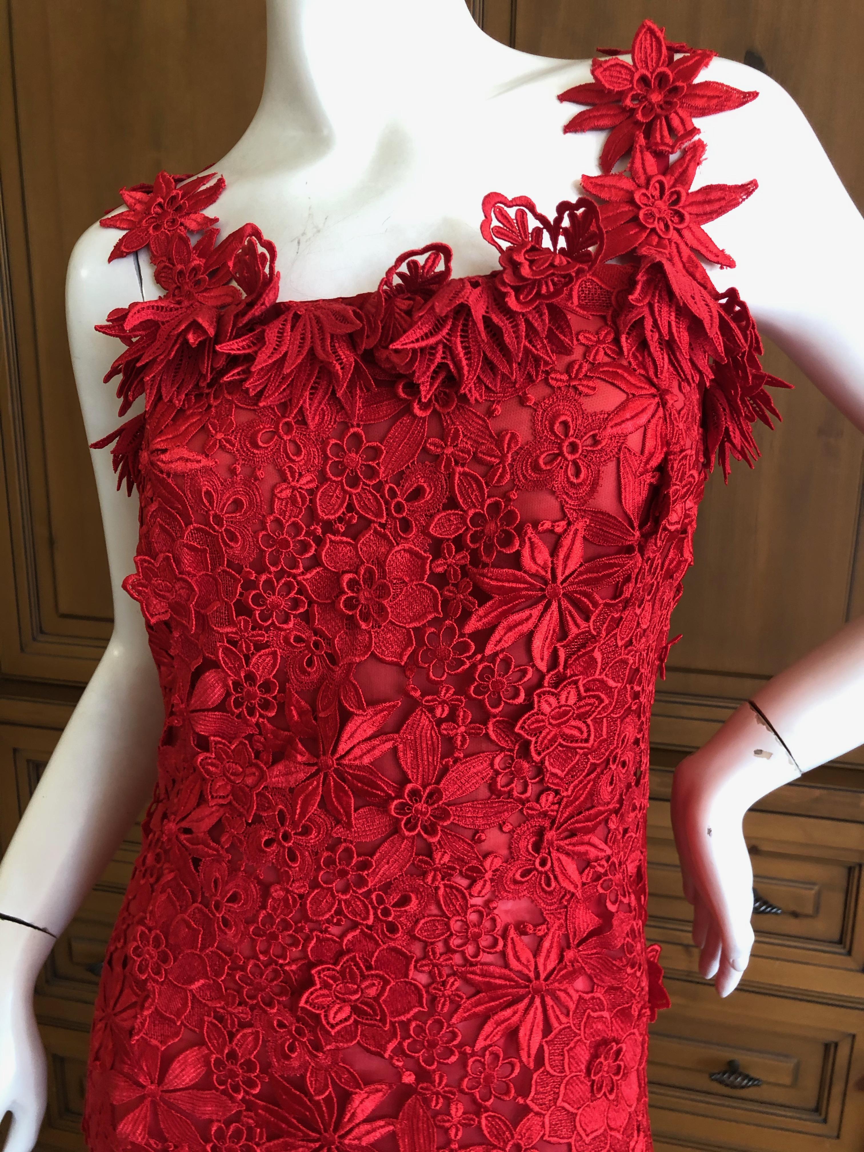 Women's Oscar de la Renta Guipure Lace Strapless Evening Dress w Matching Mantilla Wrap For Sale