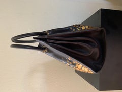Oscar de la Renta Hand Beaded Brown Leather Handbag, Italy. NWOT