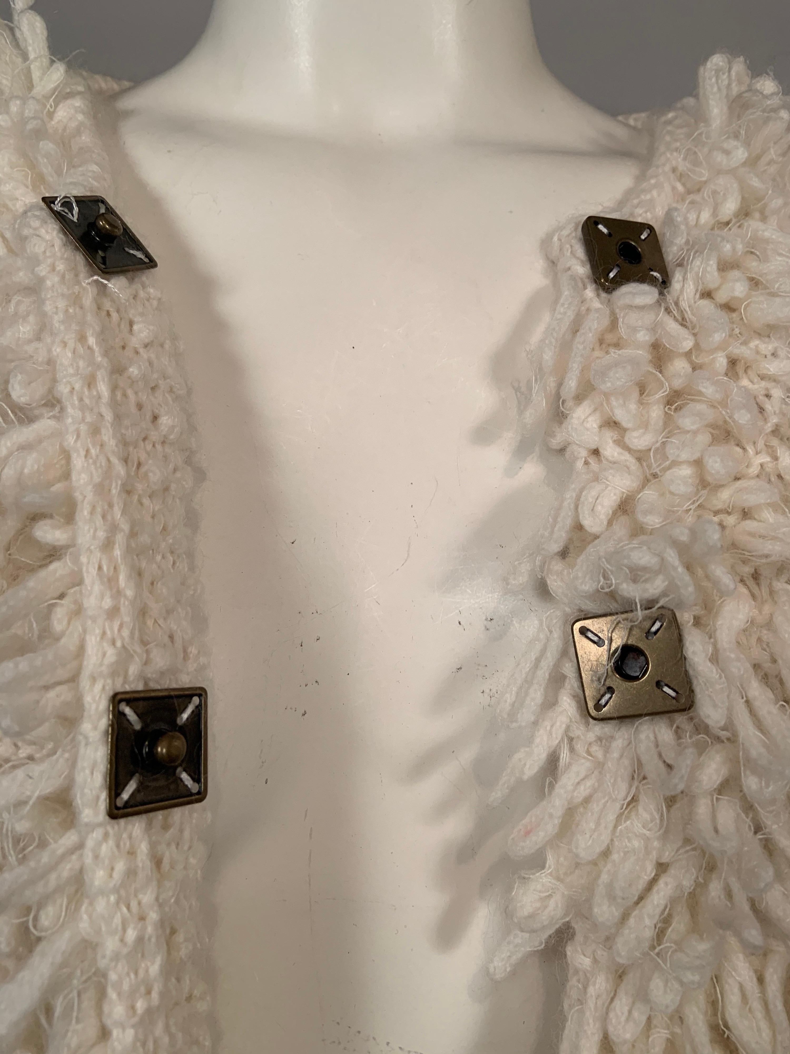 Beige Oscar de la Renta Hand Knit Cream Cashmere/ Mohair Sweater Jacket Original Tags 