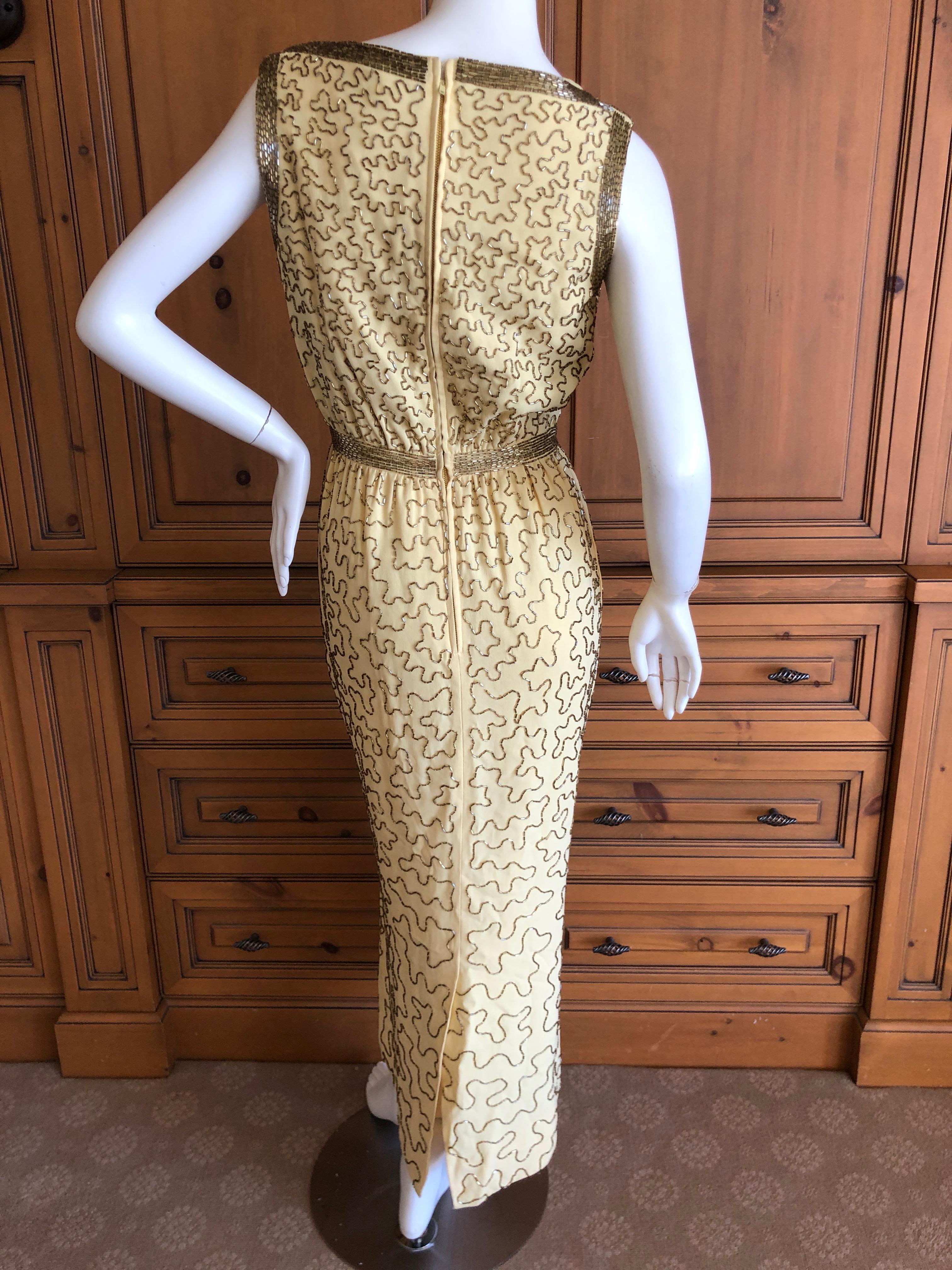 Oscar de la Renta Heavily Embellished Yellow Vintage 70's  Evening Dress  For Sale 3