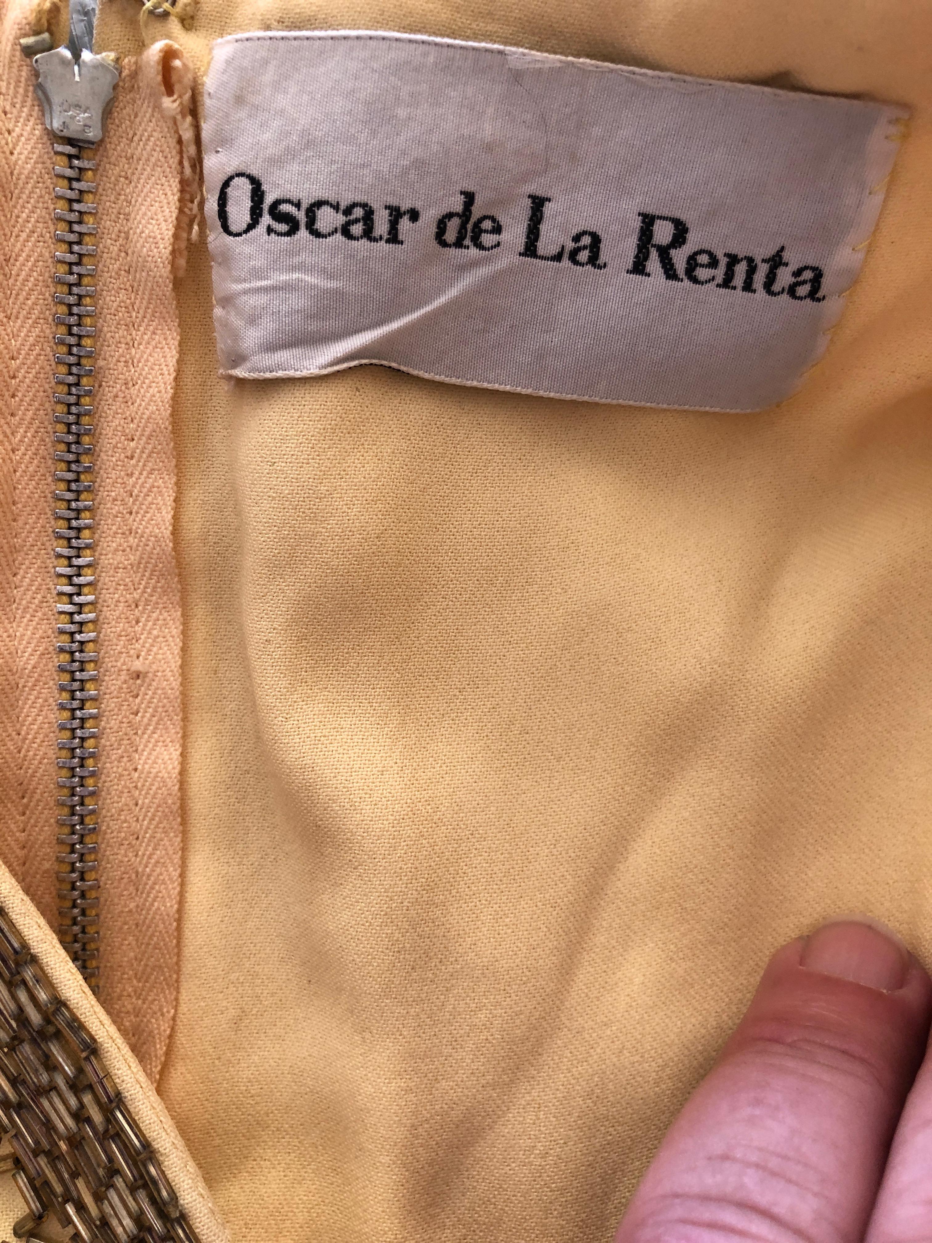 Oscar de la Renta Heavily Embellished Yellow Vintage 70's  Evening Dress  For Sale 5