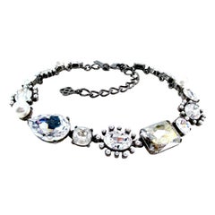 Oscar De La Renta Collana con cristalli placcati ematite e perle con più pietre