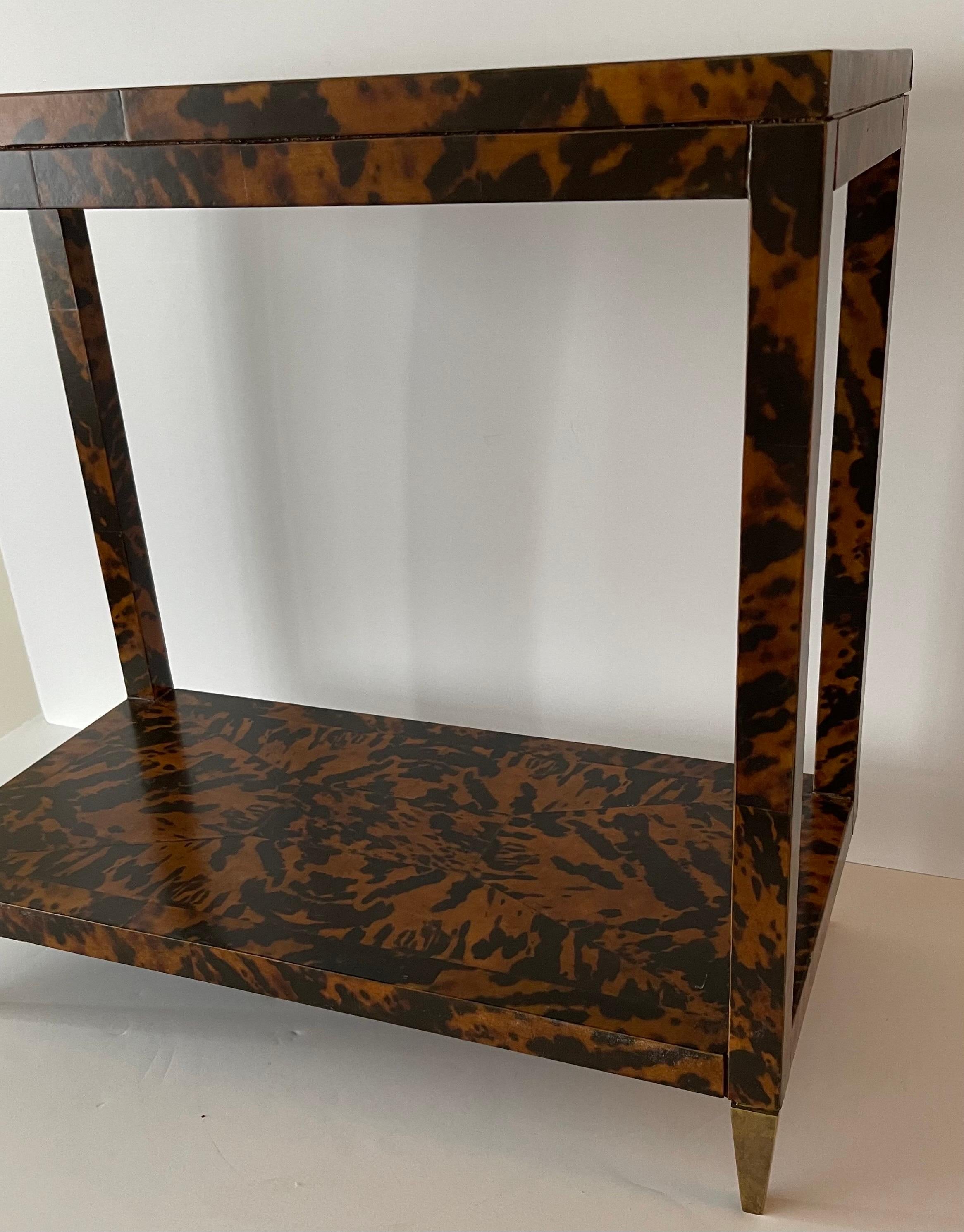 Oscar de la Renta Home by Century Furniture Co. Faux Tortoise & Brass Side Table 2
