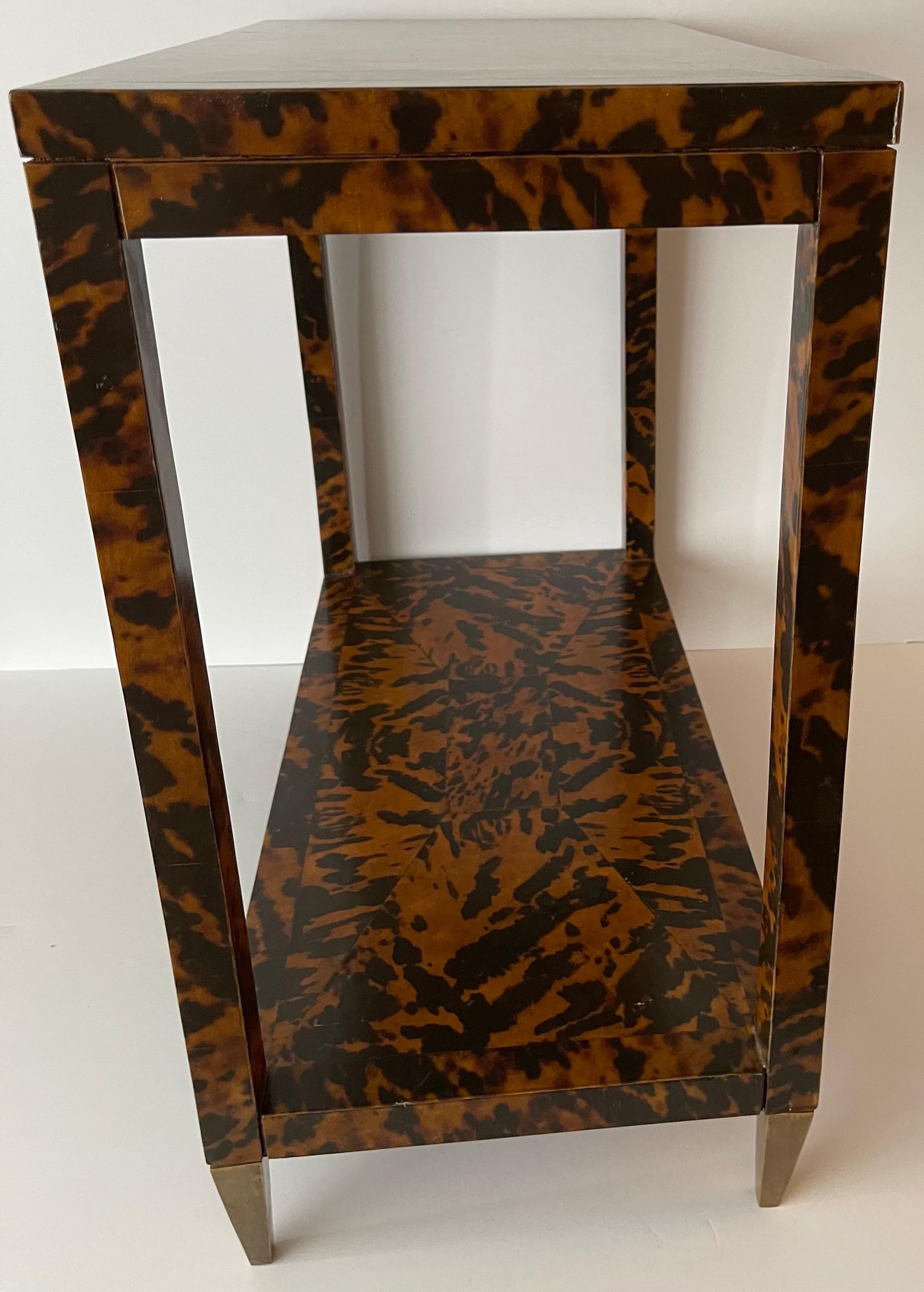 Modern Oscar de la Renta Home by Century Furniture Co. Faux Tortoise & Brass Side Table