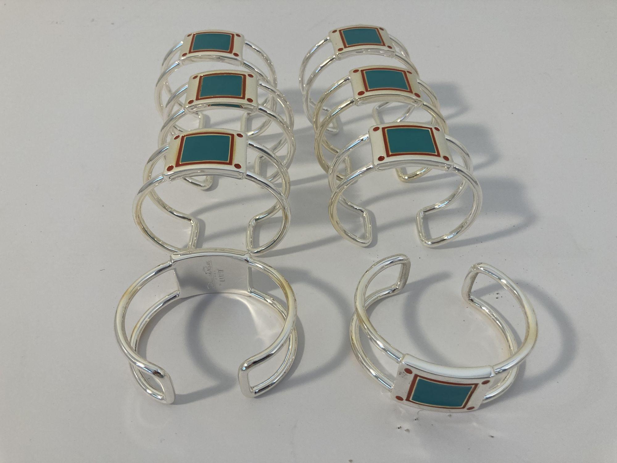 Oscar De La Renta Home Napkin Rings for Lunt Set of 8 In Good Condition For Sale In North Hollywood, CA