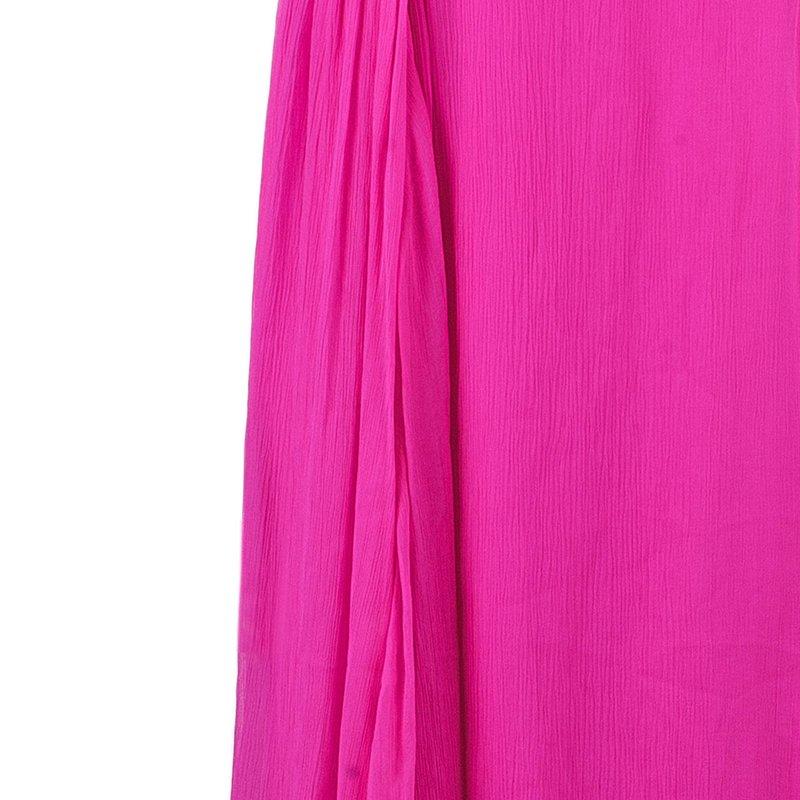 Oscar De La Renta Hot Pink Chiffon Belted Gown L 2