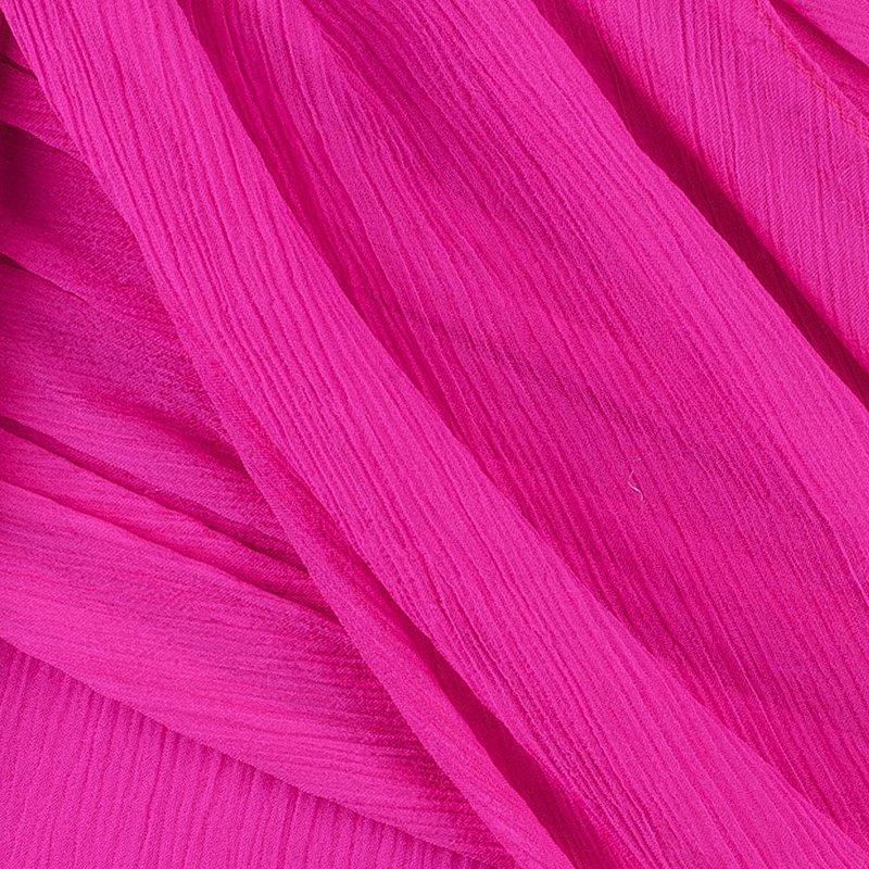 Oscar De La Renta Hot Pink Chiffon Belted Gown L 2